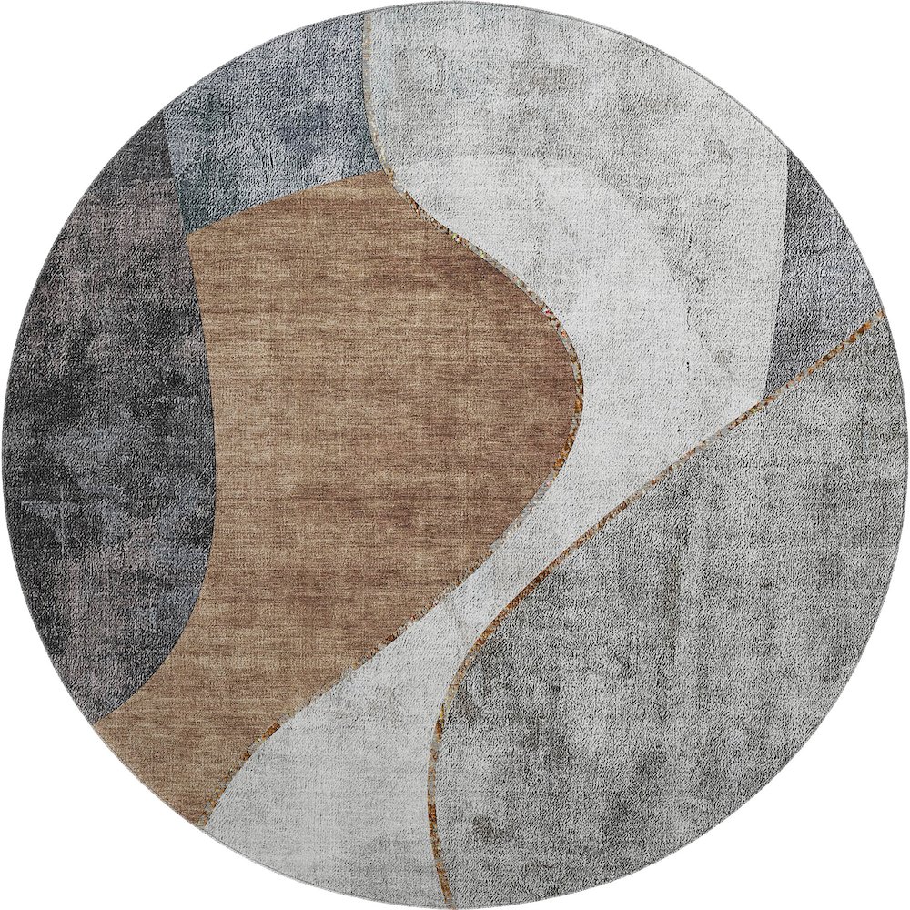 Premium Machine Washable Mayfield  Gray 8' x 8' Round Rug. Picture 1