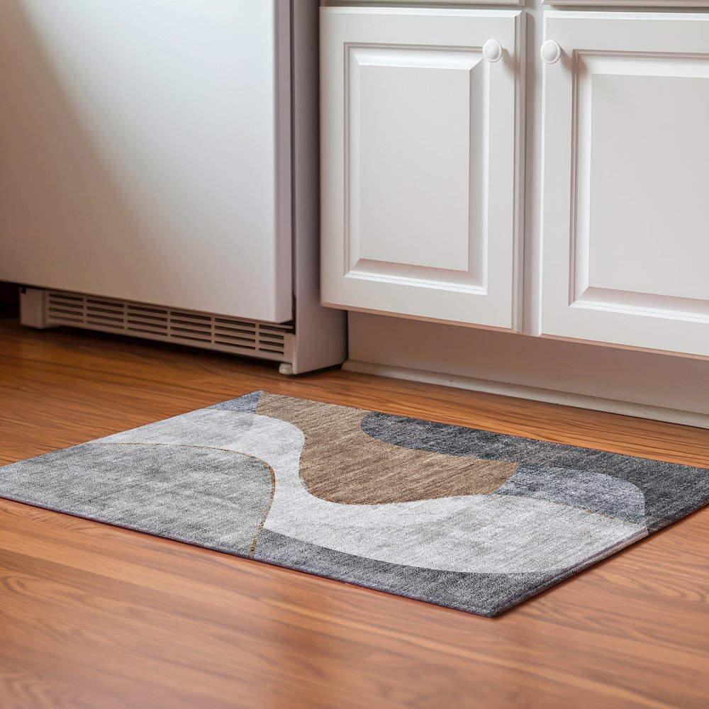 Premium Machine Washable Mayfield  Gray 1'8" x 2'6" Rug. Picture 5