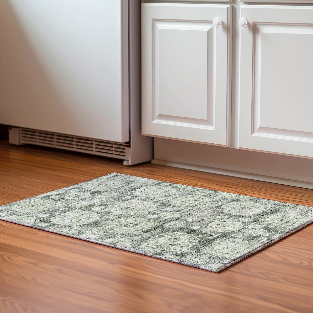 Premium Machine Washable Mayfield  Aloe 1'8" x 2'6" Rug. Picture 5