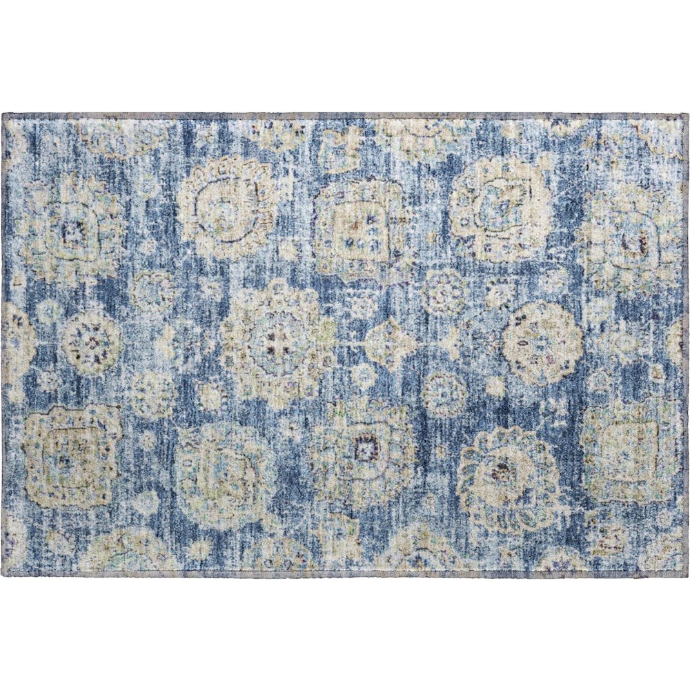 Premium Machine Washable Mayfield  Blue 1'8" x 2'6" Rug. Picture 1