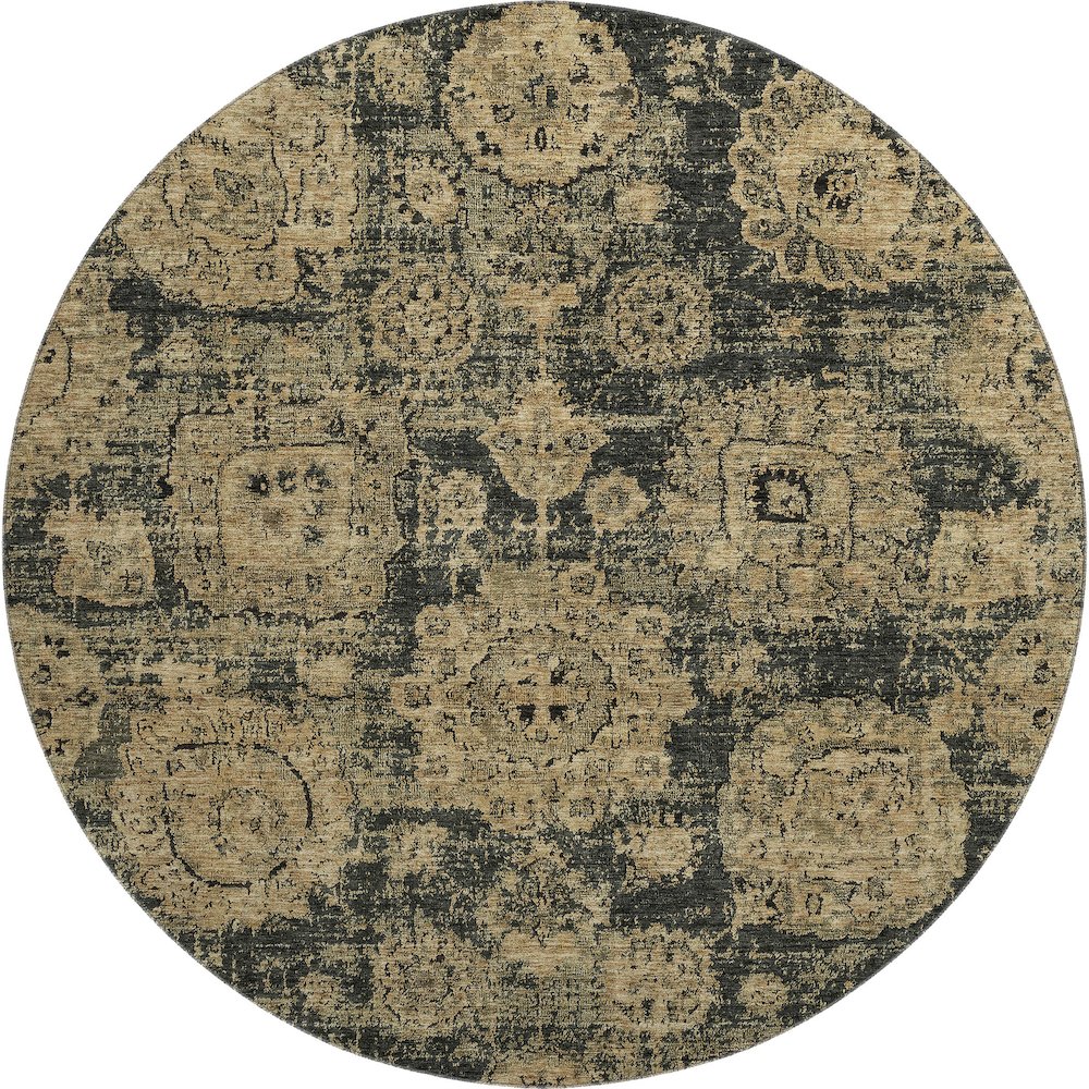 Premium Machine Washable Mayfield  Charcoal 8' x 8' Round Rug. Picture 1