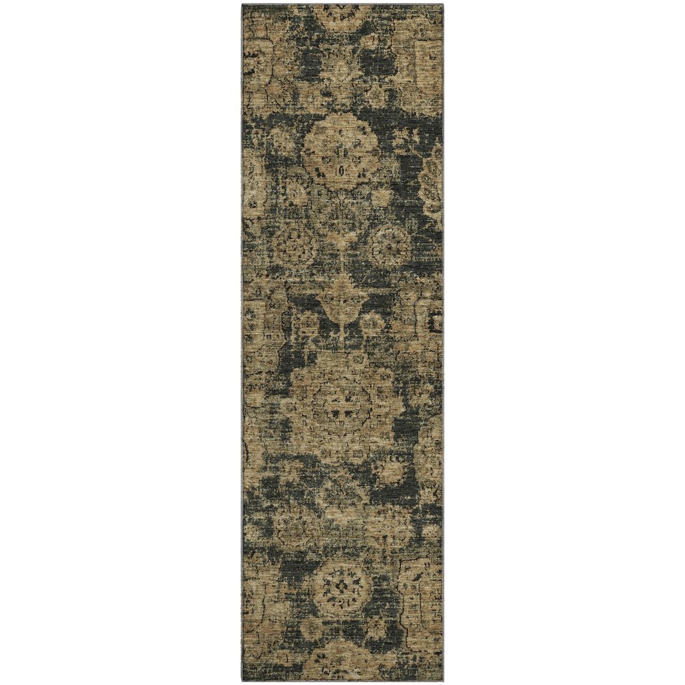 Premium Machine Washable Mayfield  Charcoal 2'3" x 7'6" Runner Rug. Picture 1