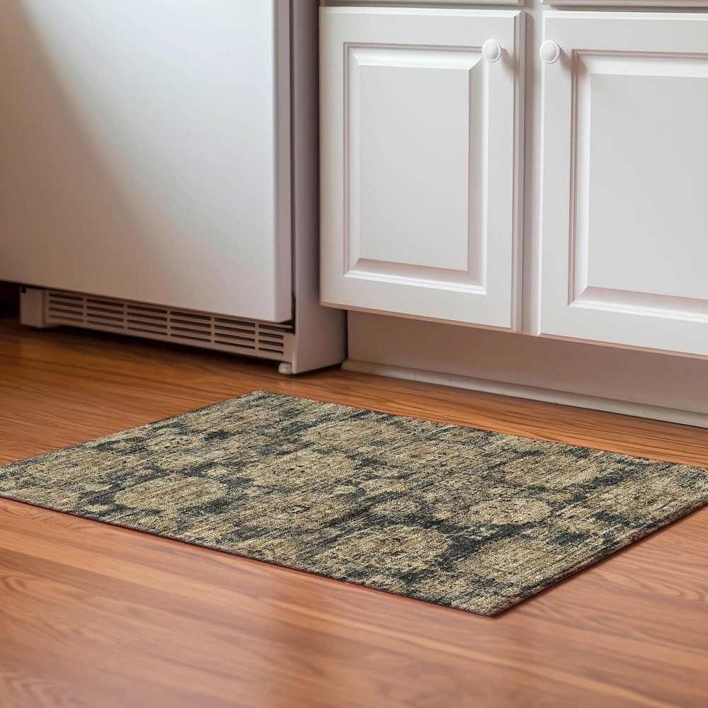 Premium Machine Washable Mayfield  Charcoal 1'8" x 2'6" Rug. Picture 5