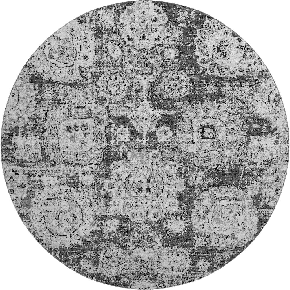 Premium Machine Washable Mayfield  Gray 8' x 8' Round Rug. Picture 1
