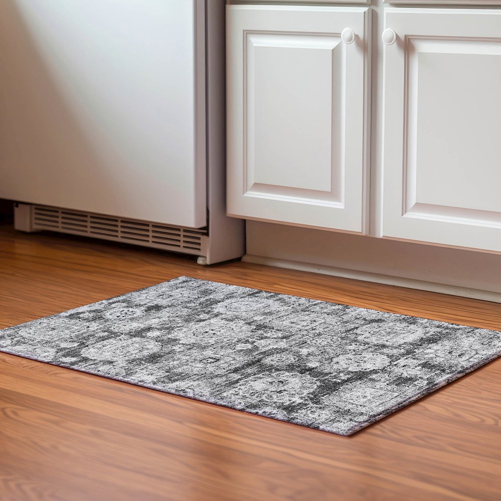 Premium Machine Washable Mayfield  Gray 1'8" x 2'6" Rug. Picture 5