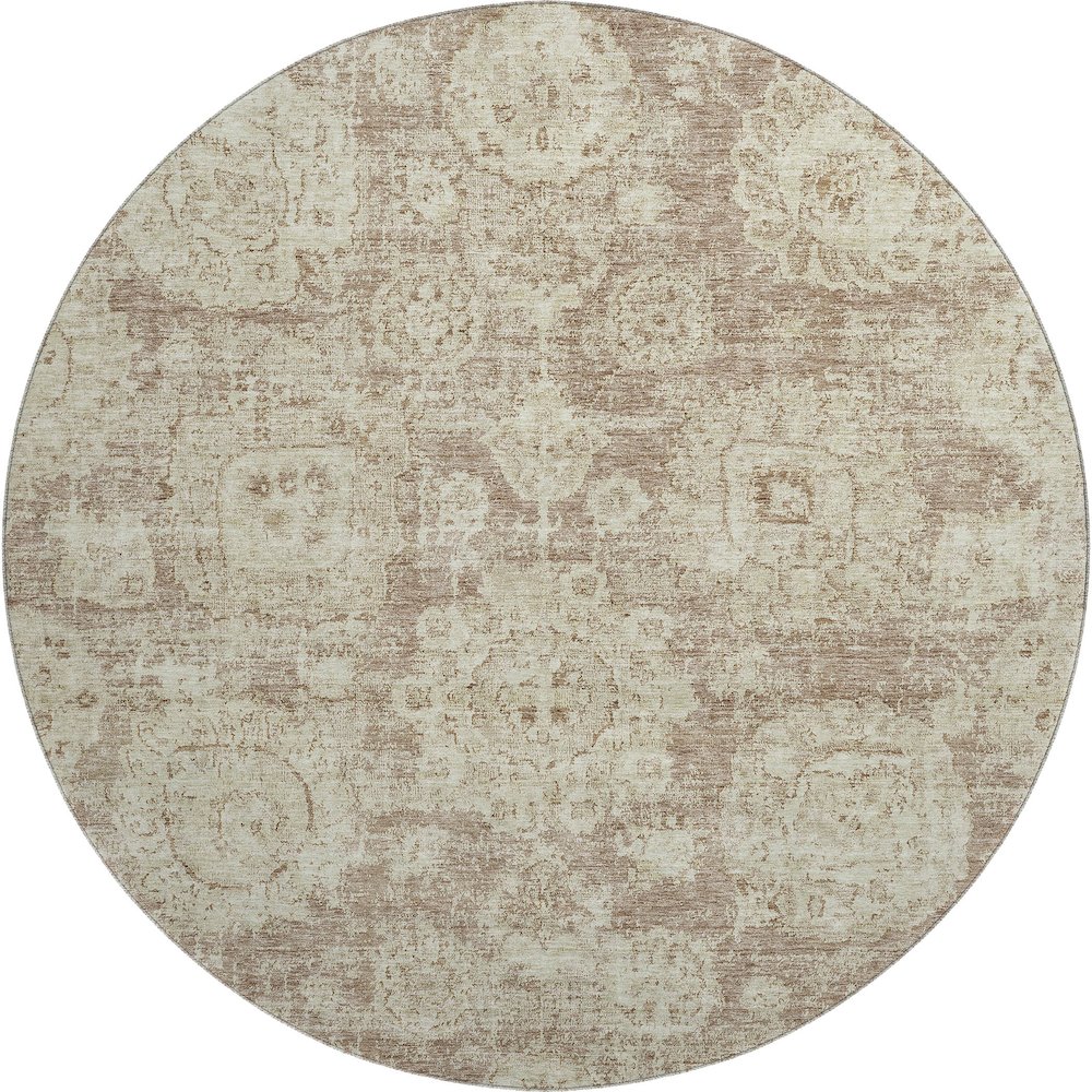 Premium Machine Washable Mayfield  Mocha 8' x 8' Round Rug. Picture 1