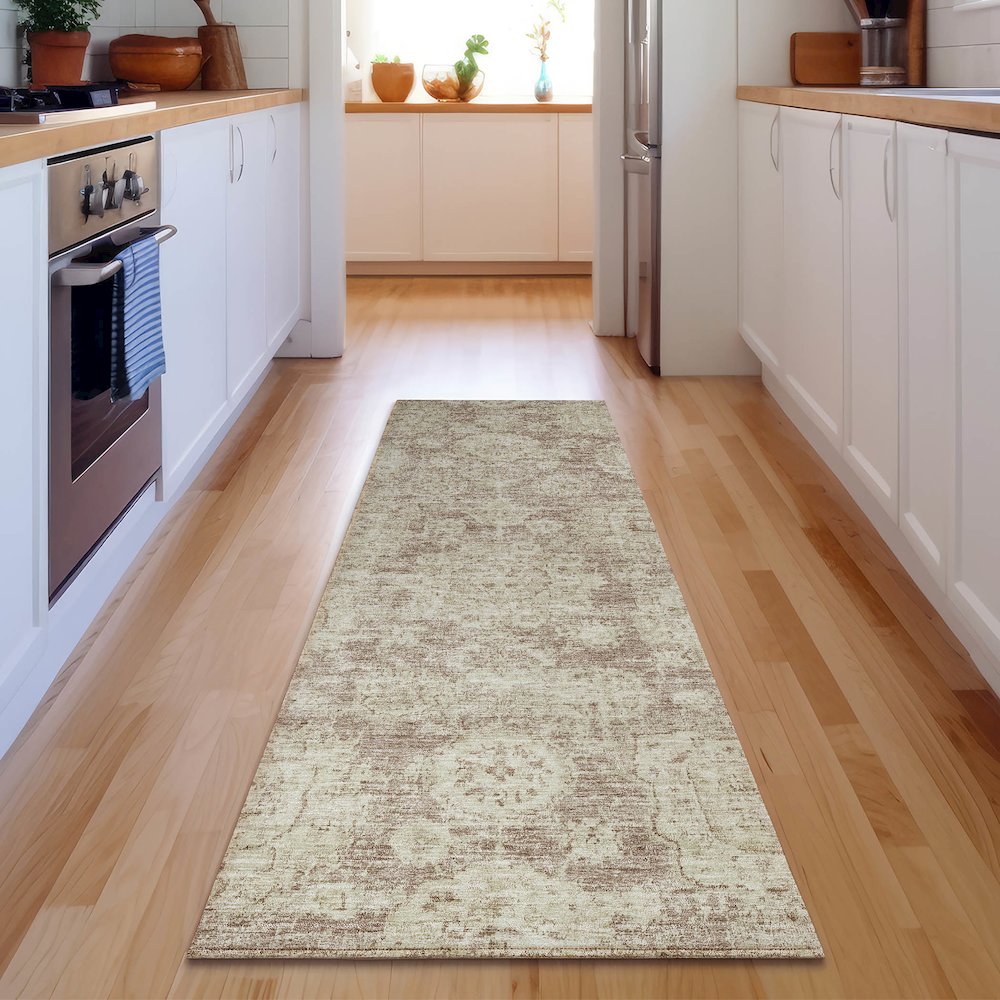 Premium Machine Washable Mayfield  Mocha 2'3" x 7'6" Runner Rug. Picture 5