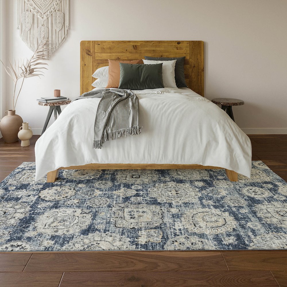 Premium Machine Washable Mayfield  Navy 2'6" x 3'10" Rug. Picture 6