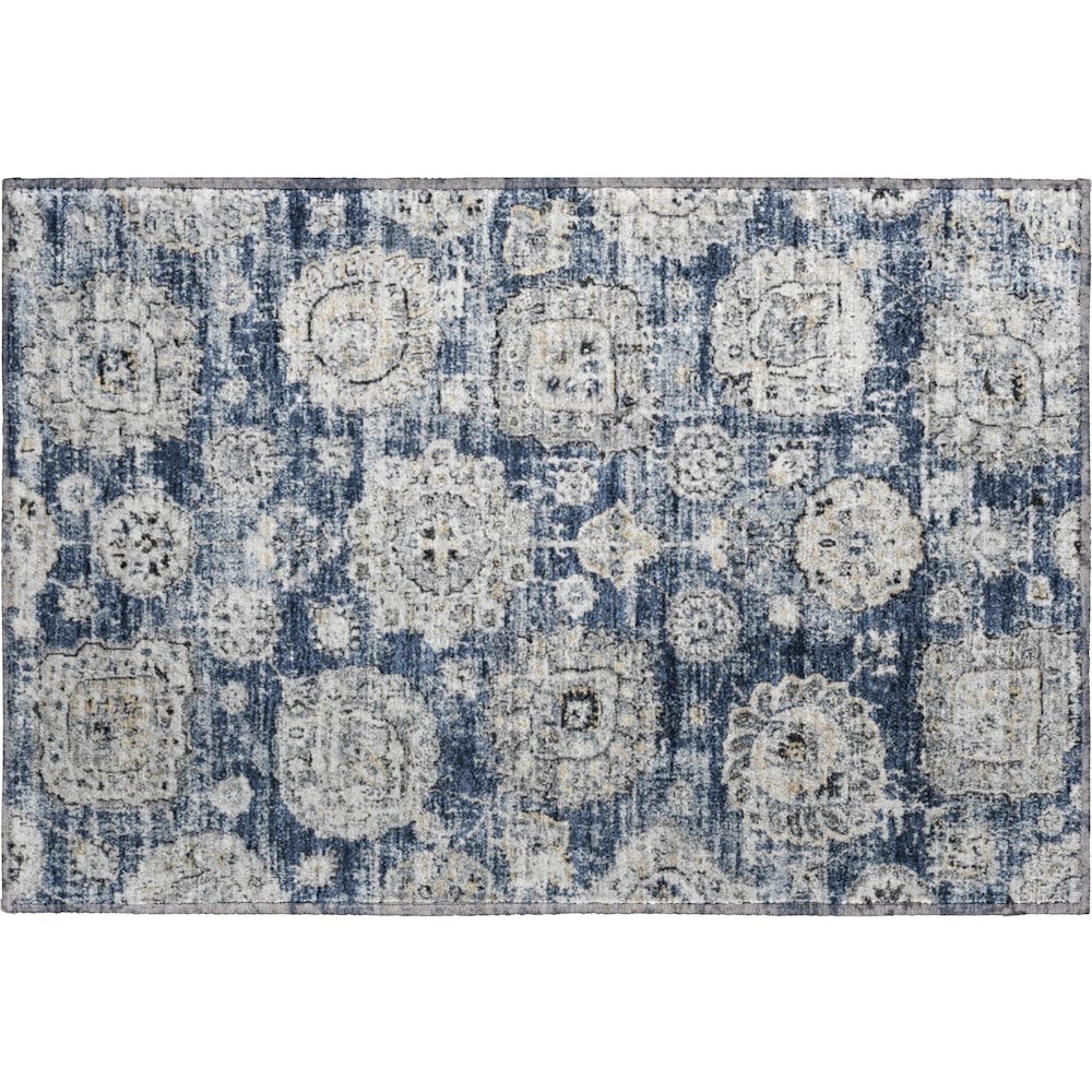 Premium Machine Washable Mayfield  Navy 1'8" x 2'6" Rug. Picture 1