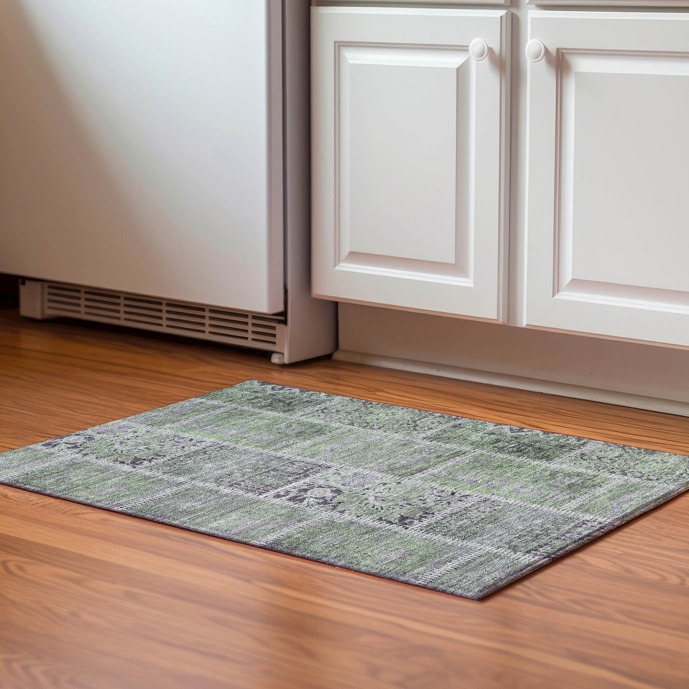 Premium Machine Washable Mayfield  Green 1'8" x 2'6" Rug. Picture 5