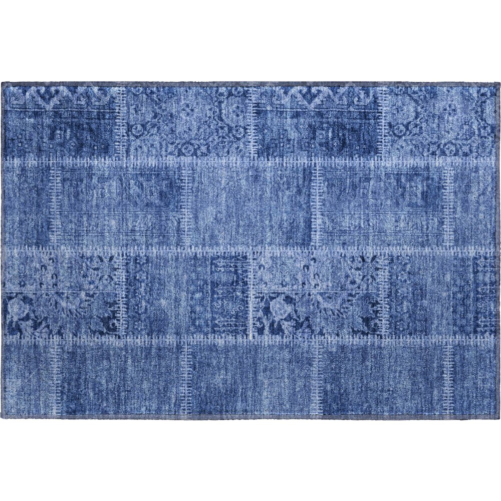 Premium Machine Washable Mayfield  Navy 1'8" x 2'6" Rug. Picture 1