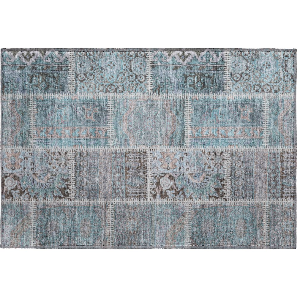 Premium Machine Washable Mayfield  Teal 1'8" x 2'6" Rug. Picture 1