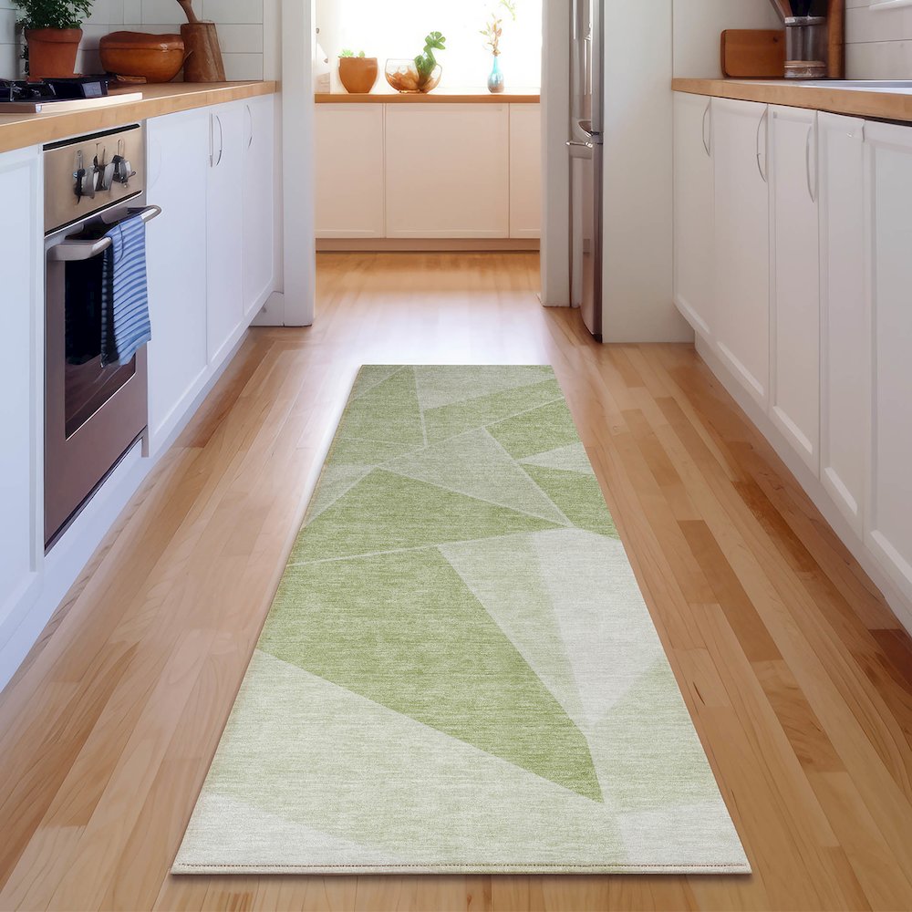 Premium Machine Washable Mayfield  Aloe 2'3" x 7'6" Runner Rug. Picture 5