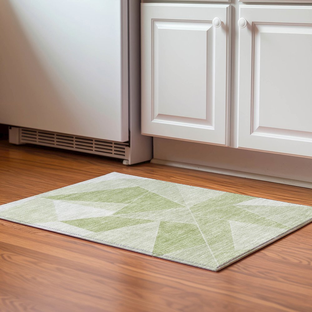 Premium Machine Washable Mayfield  Aloe 1'8" x 2'6" Rug. Picture 5