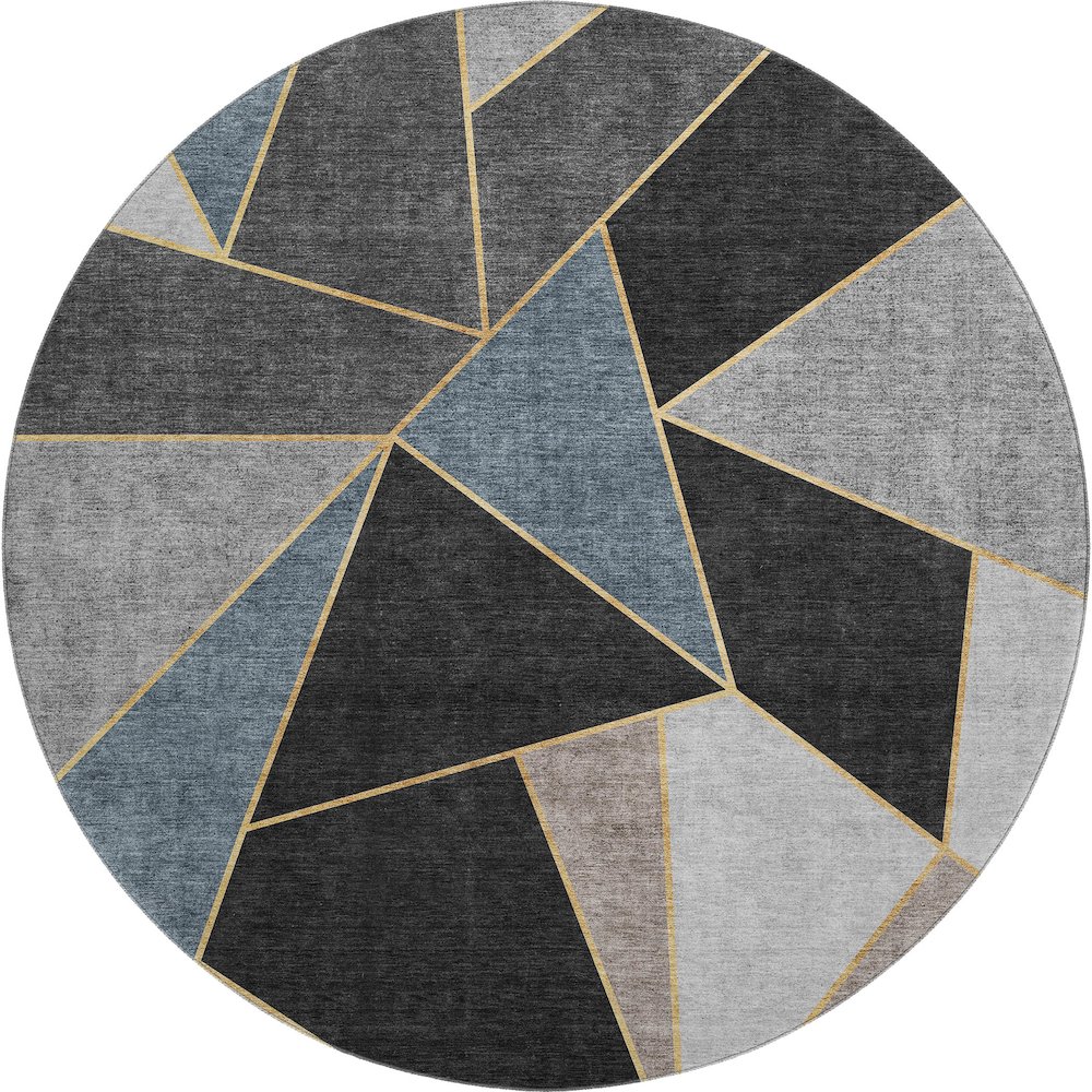 Premium Machine Washable Mayfield  Blue 8' x 8' Round Rug. Picture 1