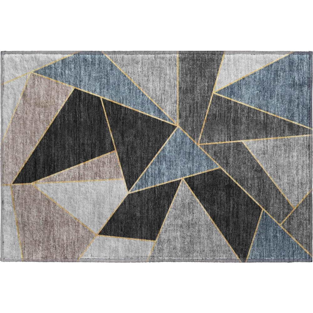 Premium Machine Washable Mayfield  Blue 1'8" x 2'6" Rug. Picture 1