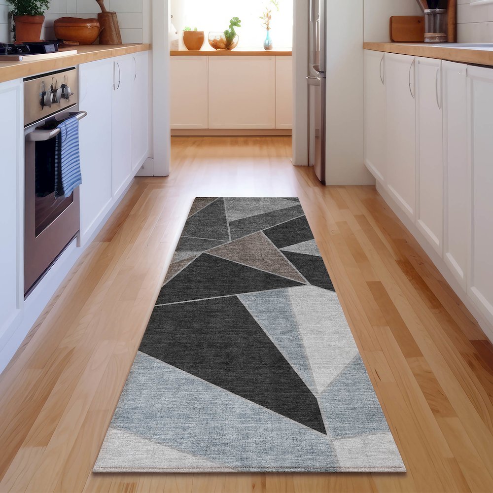 Premium Machine Washable Mayfield  Chocolate 2'3" x 7'6" Runner Rug. Picture 5