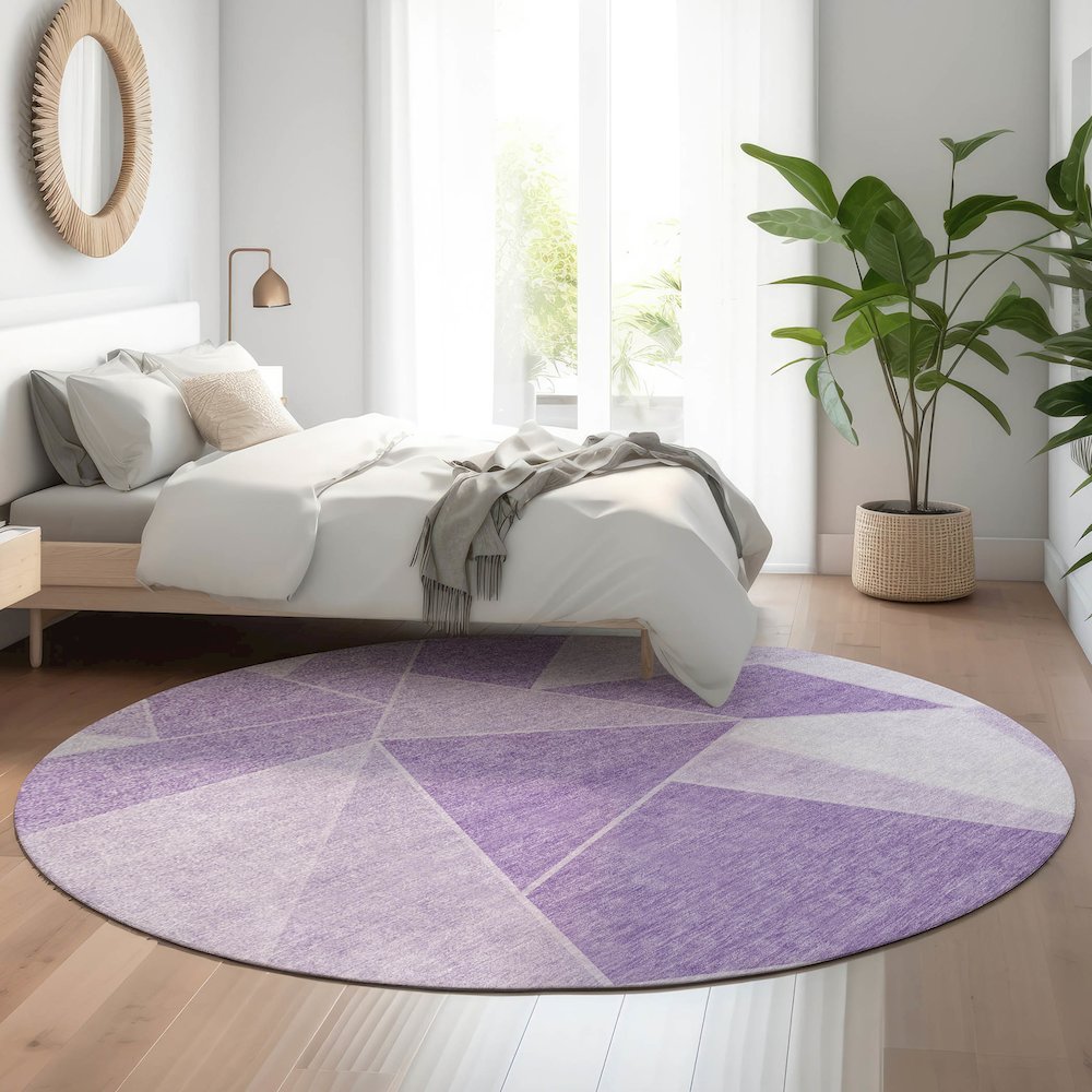 Premium Machine Washable Mayfield  Lilac 8' x 8' Round Rug. Picture 5