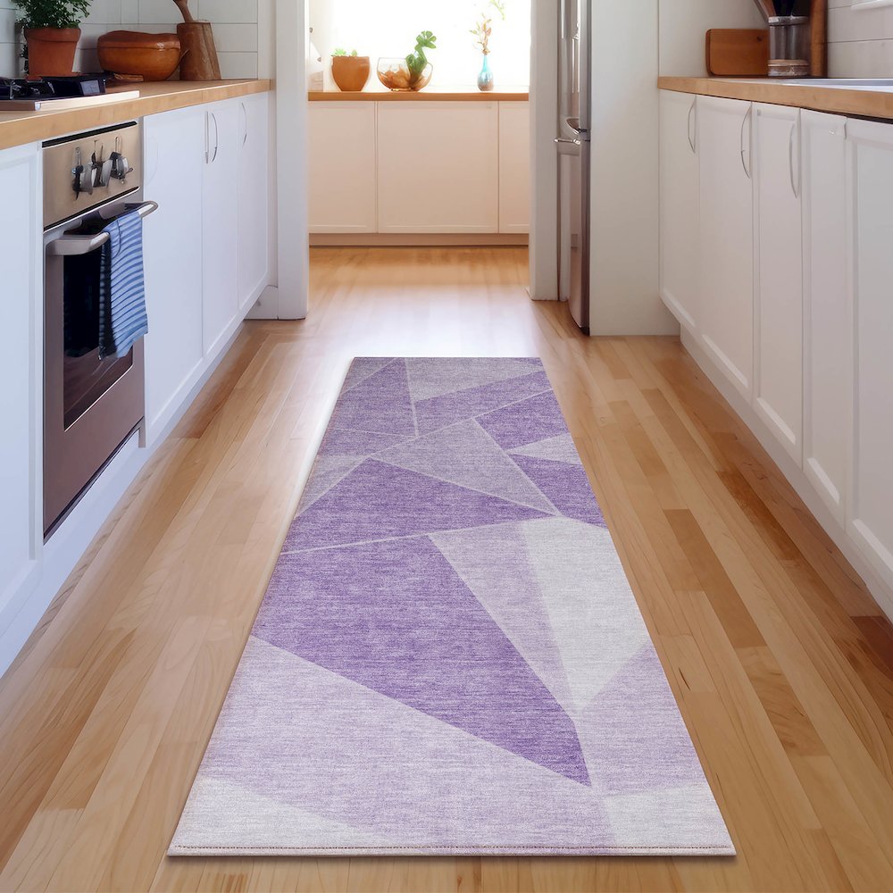 Premium Machine Washable Mayfield  Lilac 2'3" x 7'6" Runner Rug. Picture 5