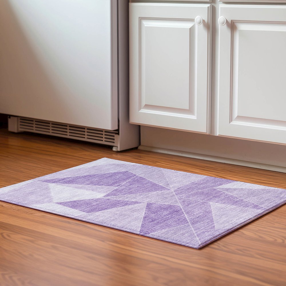 Premium Machine Washable Mayfield  Lilac 1'8" x 2'6" Rug. Picture 5