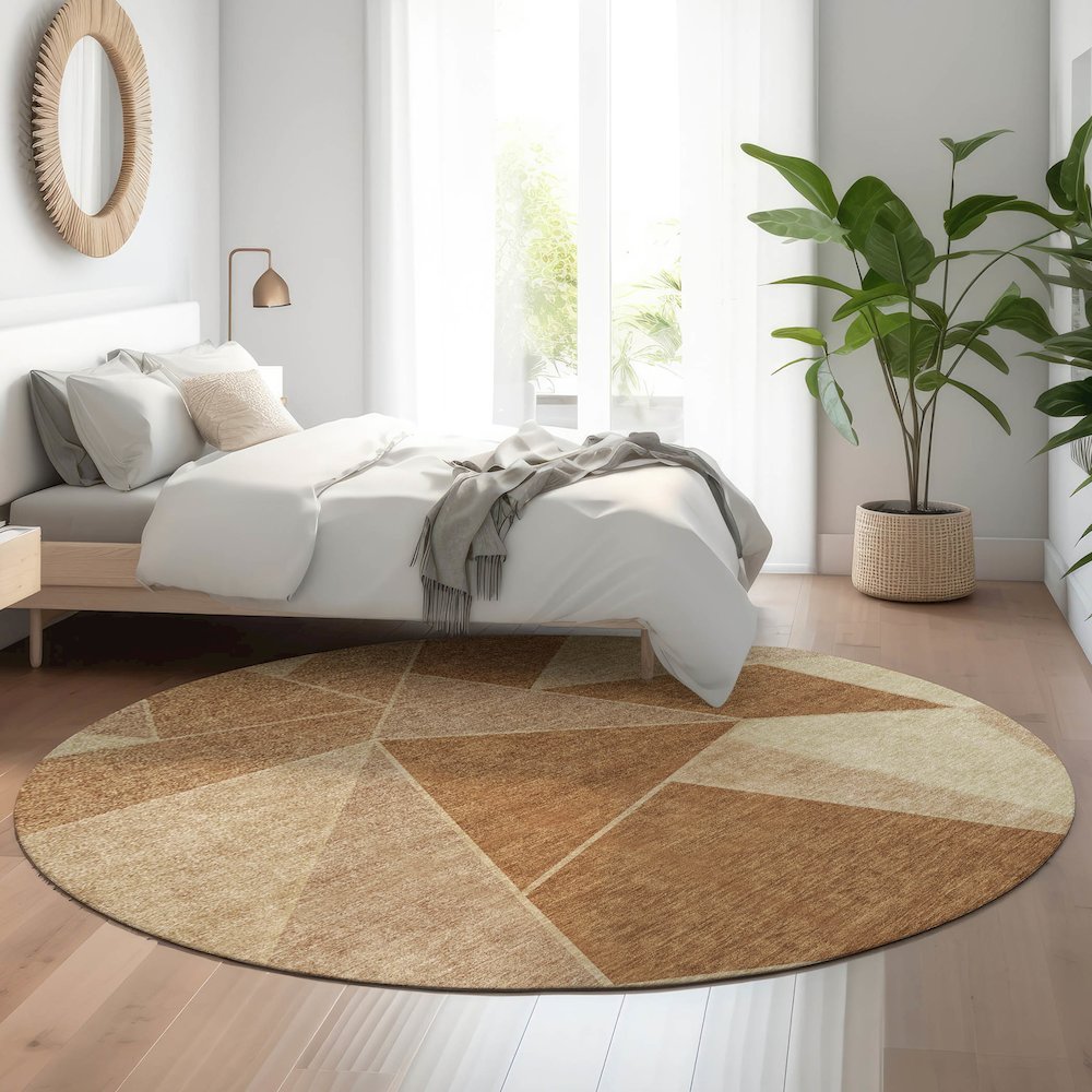 Premium Machine Washable Mayfield  Paprika 8' x 8' Round Rug. Picture 5