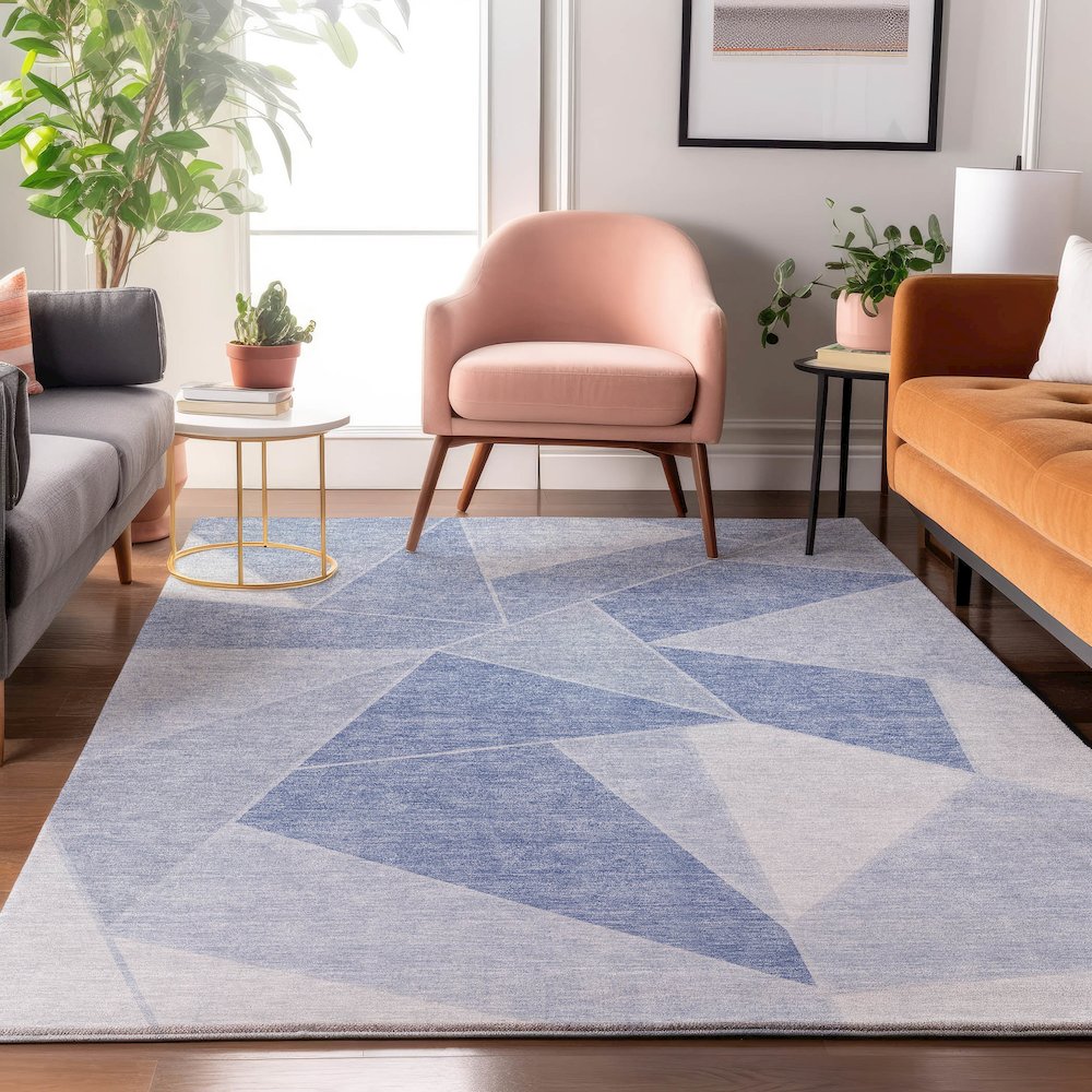 Premium Machine Washable Mayfield  Sky 2'6" x 3'10" Rug. Picture 5