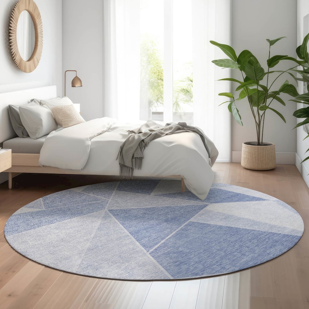 Premium Machine Washable Mayfield  Sky 8' x 8' Round Rug. Picture 5