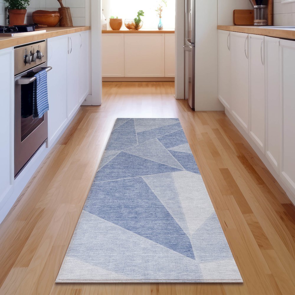 Premium Machine Washable Mayfield  Sky 2'3" x 7'6" Runner Rug. Picture 5