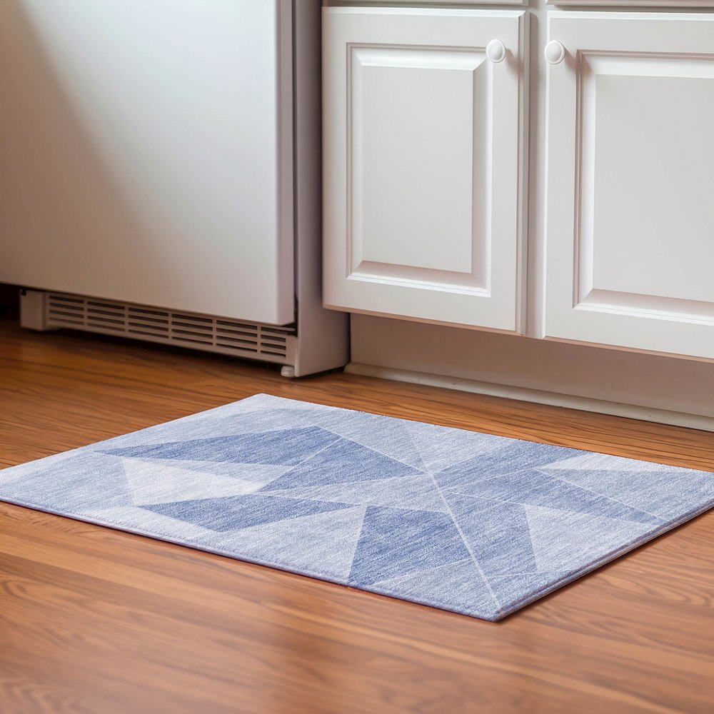 Premium Machine Washable Mayfield  Sky 1'8" x 2'6" Rug. Picture 5