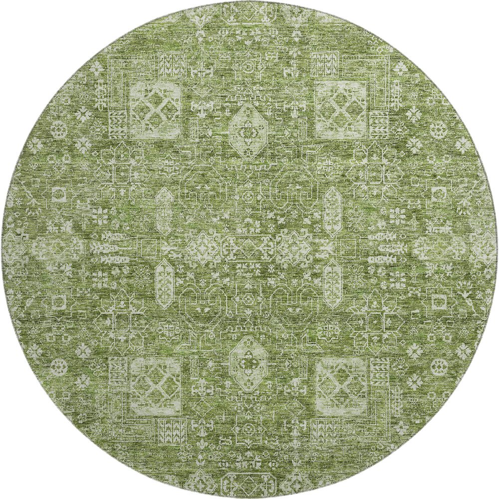 Premium Machine Washable Mayfield  Aloe 8' x 8' Round Rug. Picture 1