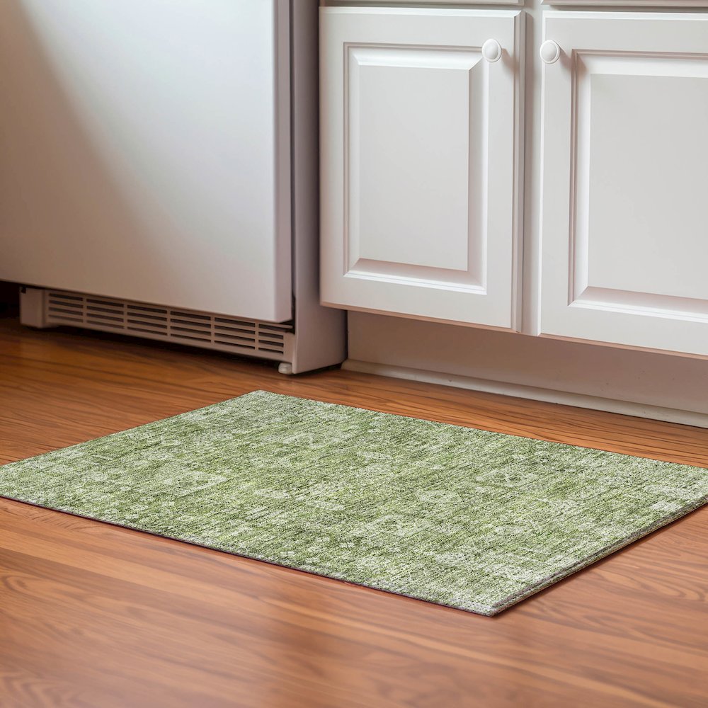 Premium Machine Washable Mayfield  Aloe 1'8" x 2'6" Rug. Picture 5