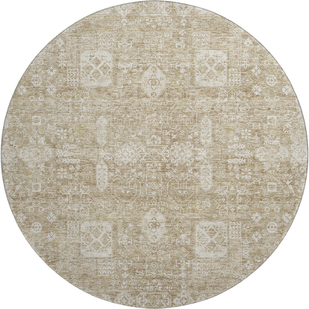 Premium Machine Washable Mayfield  Beige 8' x 8' Round Rug. Picture 1