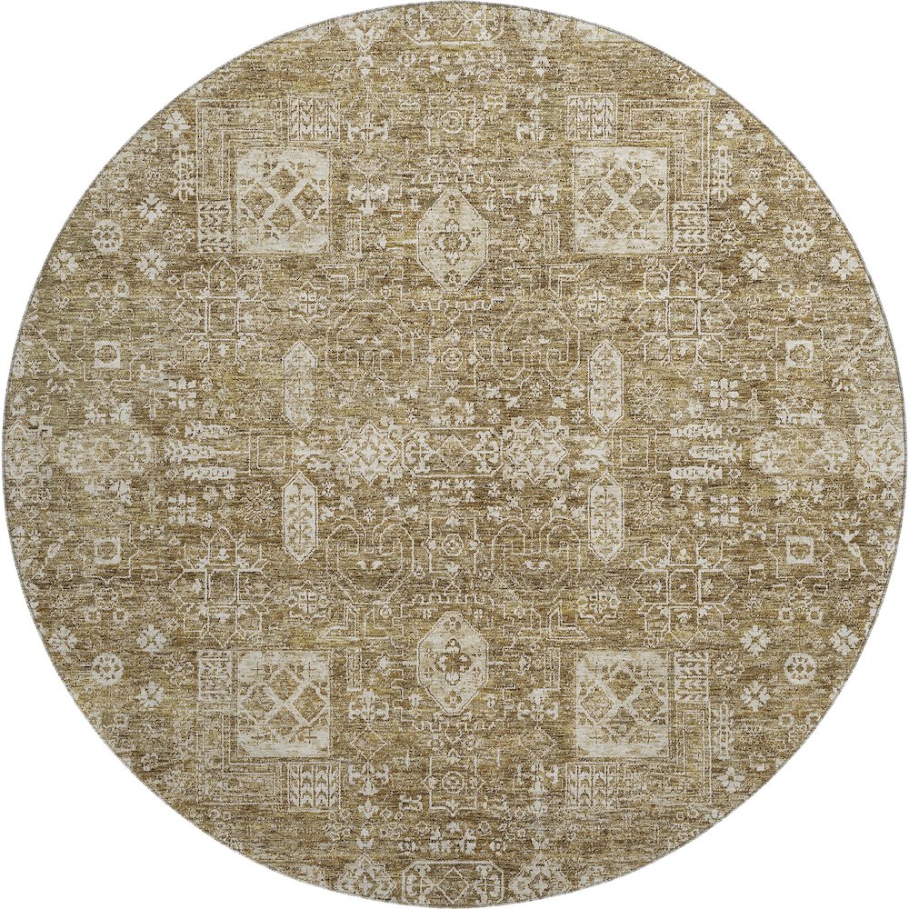 Premium Machine Washable Mayfield  Brown 8' x 8' Round Rug. Picture 1