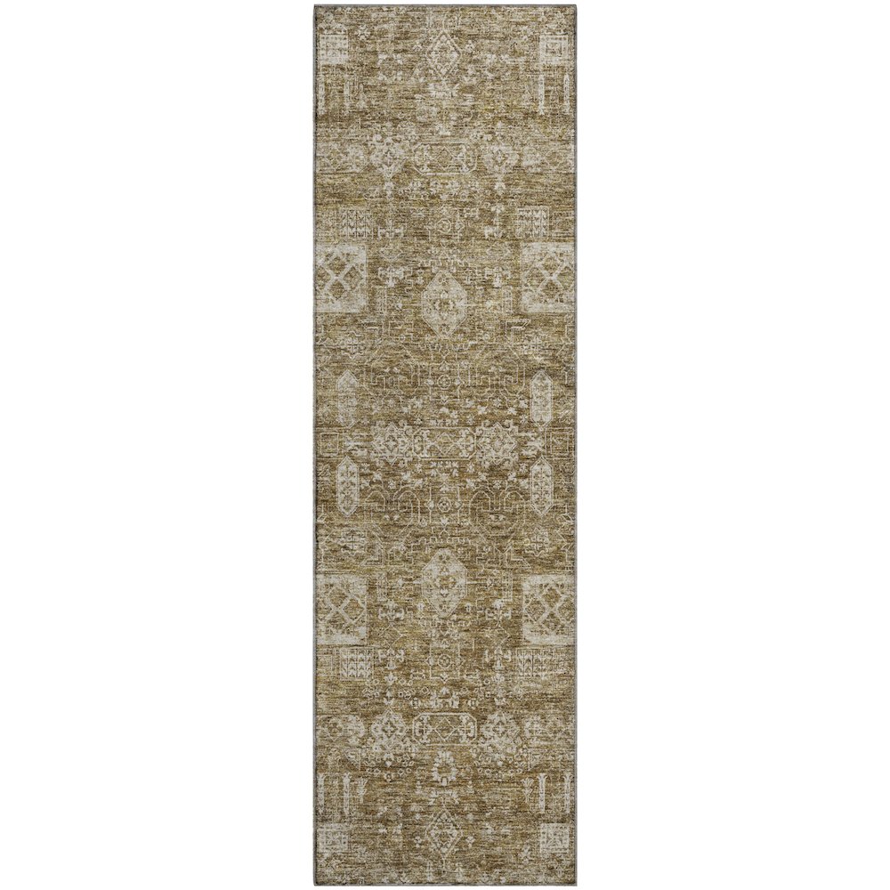 Premium Machine Washable Mayfield  Brown 2'3" x 7'6" Runner Rug. Picture 1