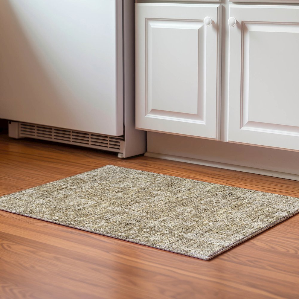 Premium Machine Washable Mayfield  Brown 1'8" x 2'6" Rug. Picture 5