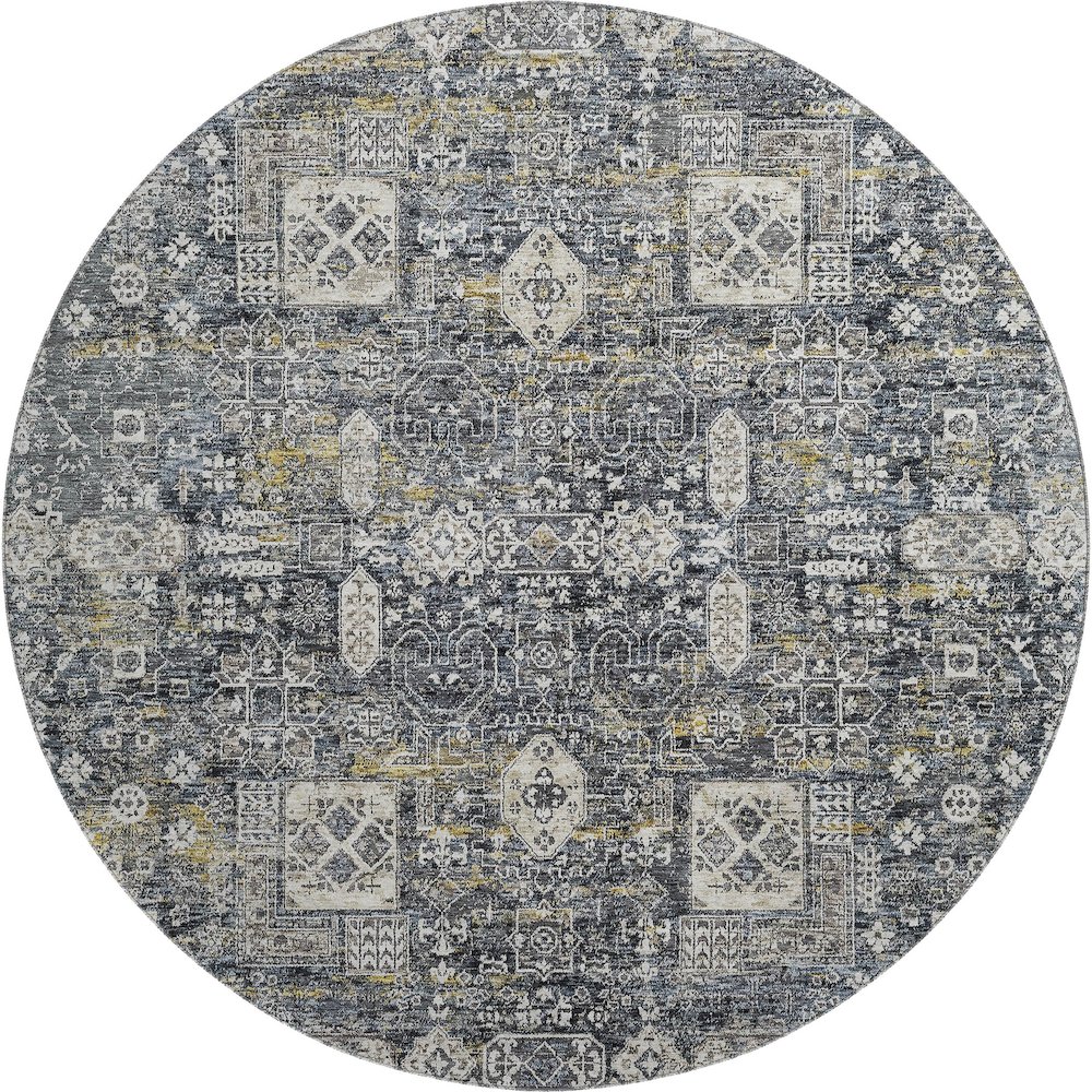 Premium Machine Washable Mayfield  Charcoal 8' x 8' Round Rug. Picture 1