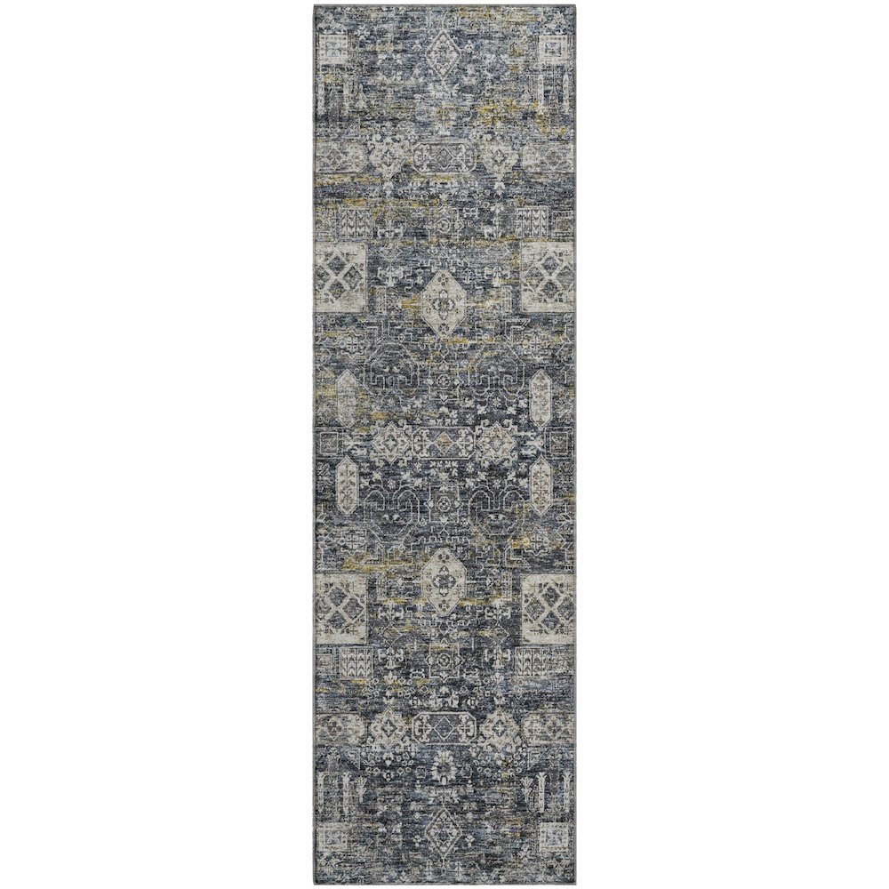 Premium Machine Washable Mayfield  Charcoal 2'3" x 7'6" Runner Rug. Picture 1