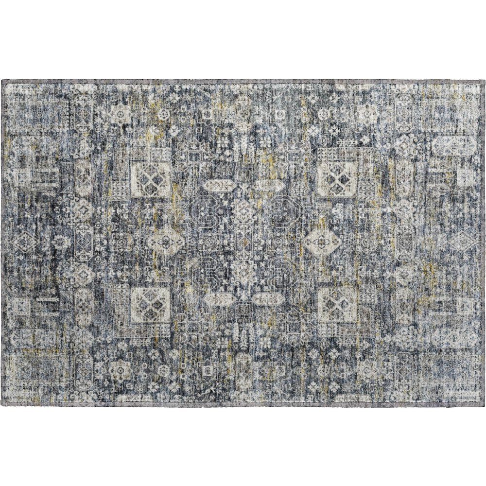 Premium Machine Washable Mayfield  Charcoal 1'8" x 2'6" Rug. Picture 1
