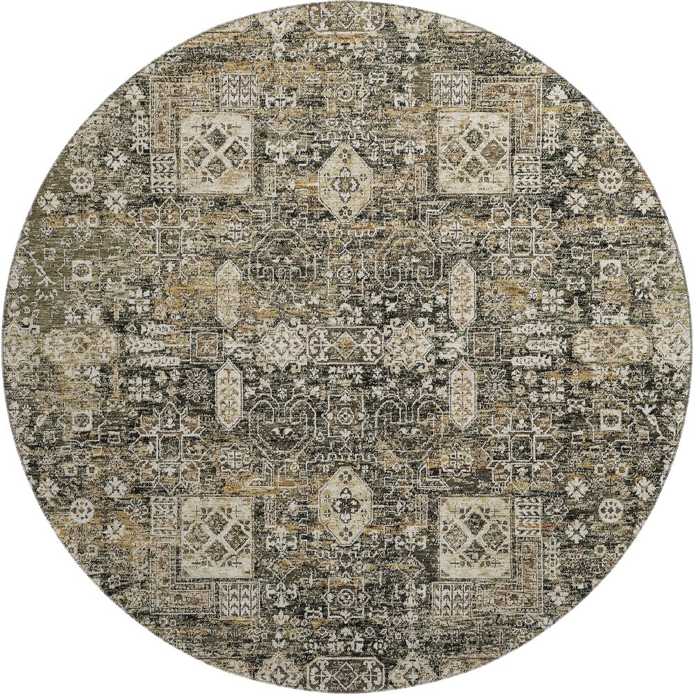Premium Machine Washable Mayfield  Coffee 8' x 8' Round Rug. Picture 1
