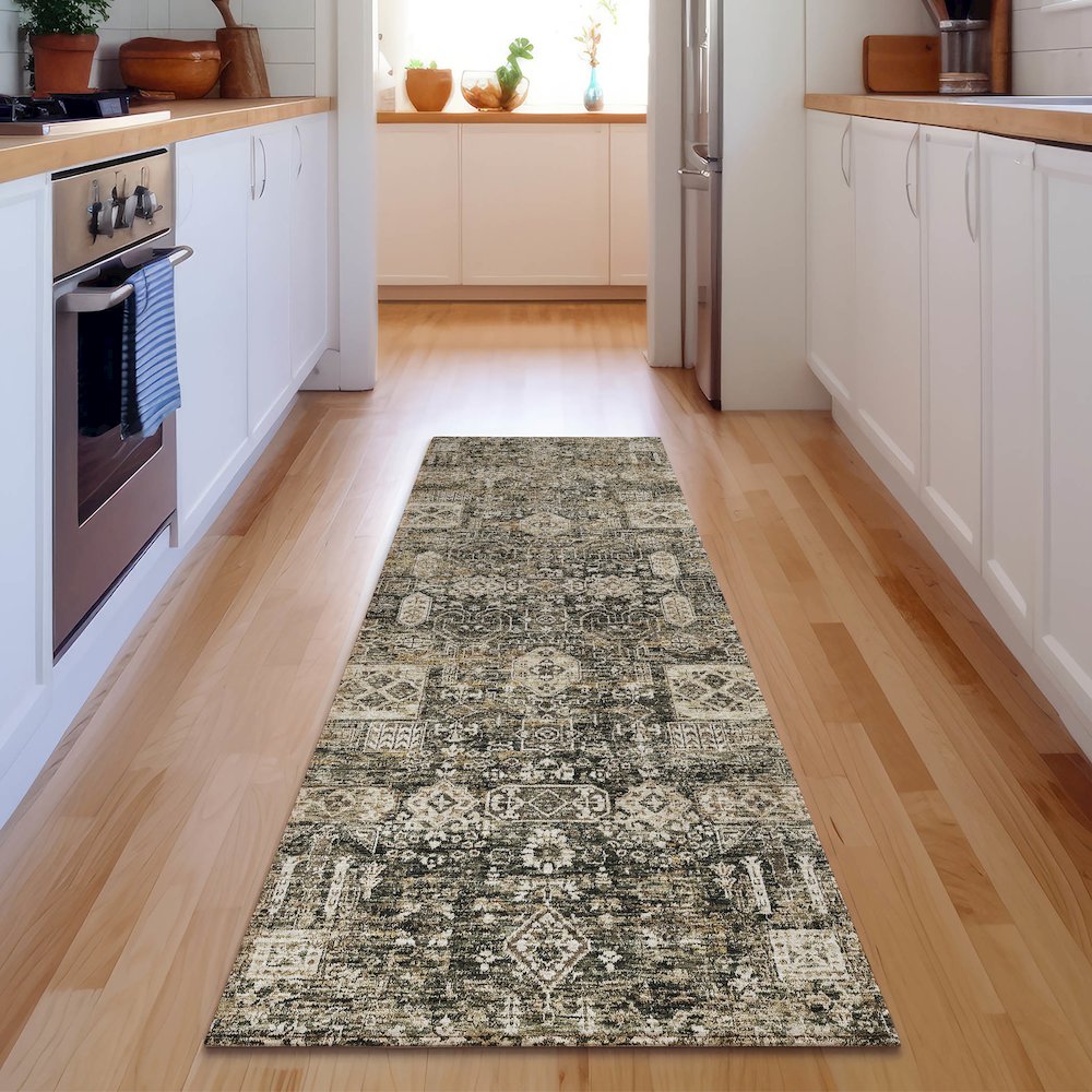 Premium Machine Washable Mayfield  Coffee 2'3" x 7'6" Runner Rug. Picture 5