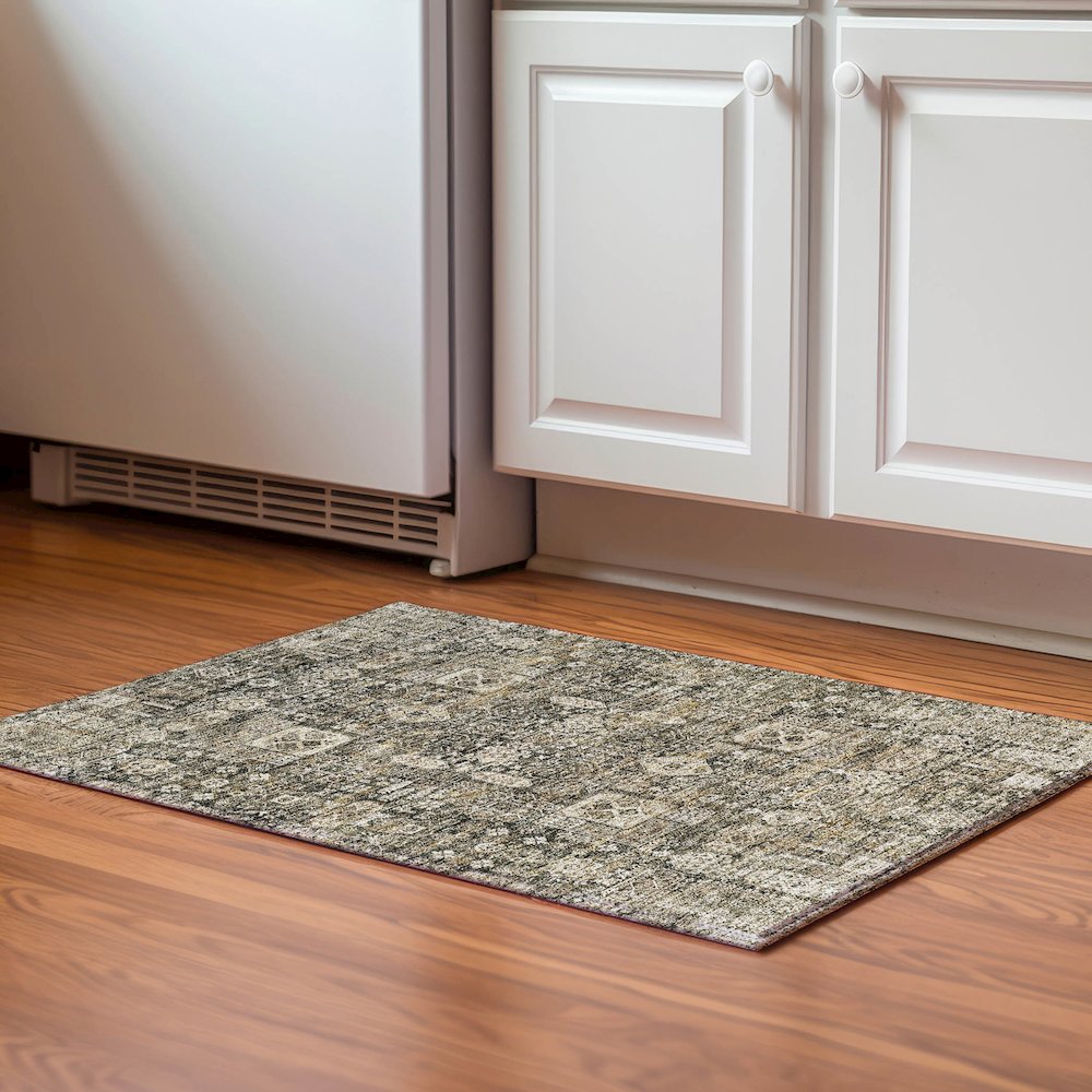Premium Machine Washable Mayfield  Coffee 1'8" x 2'6" Rug. Picture 5