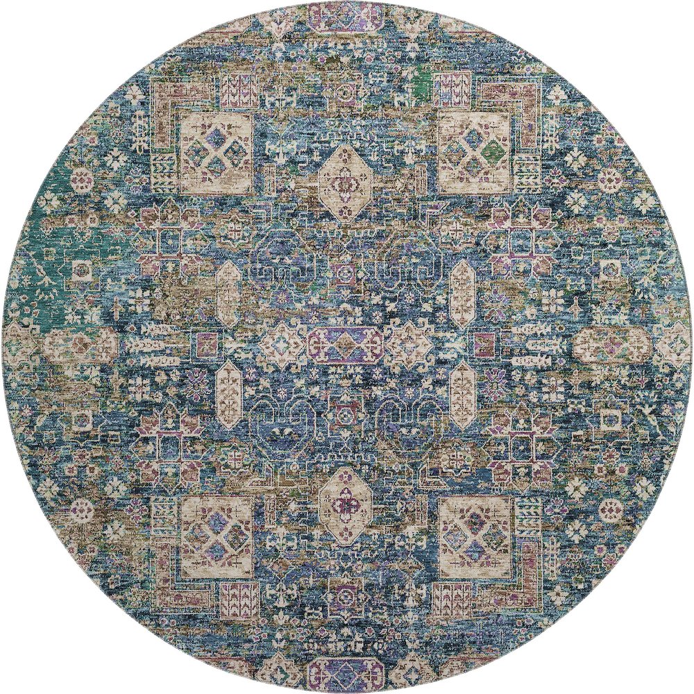 Premium Machine Washable Mayfield  Green 8' x 8' Round Rug. Picture 1