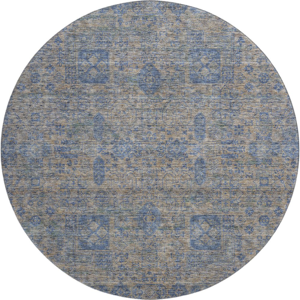 Premium Machine Washable Mayfield  Khaki 8' x 8' Round Rug. Picture 1