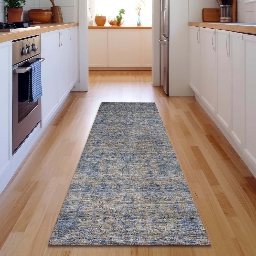 Premium Machine Washable Mayfield  Khaki 2'3" x 7'6" Runner Rug. Picture 5