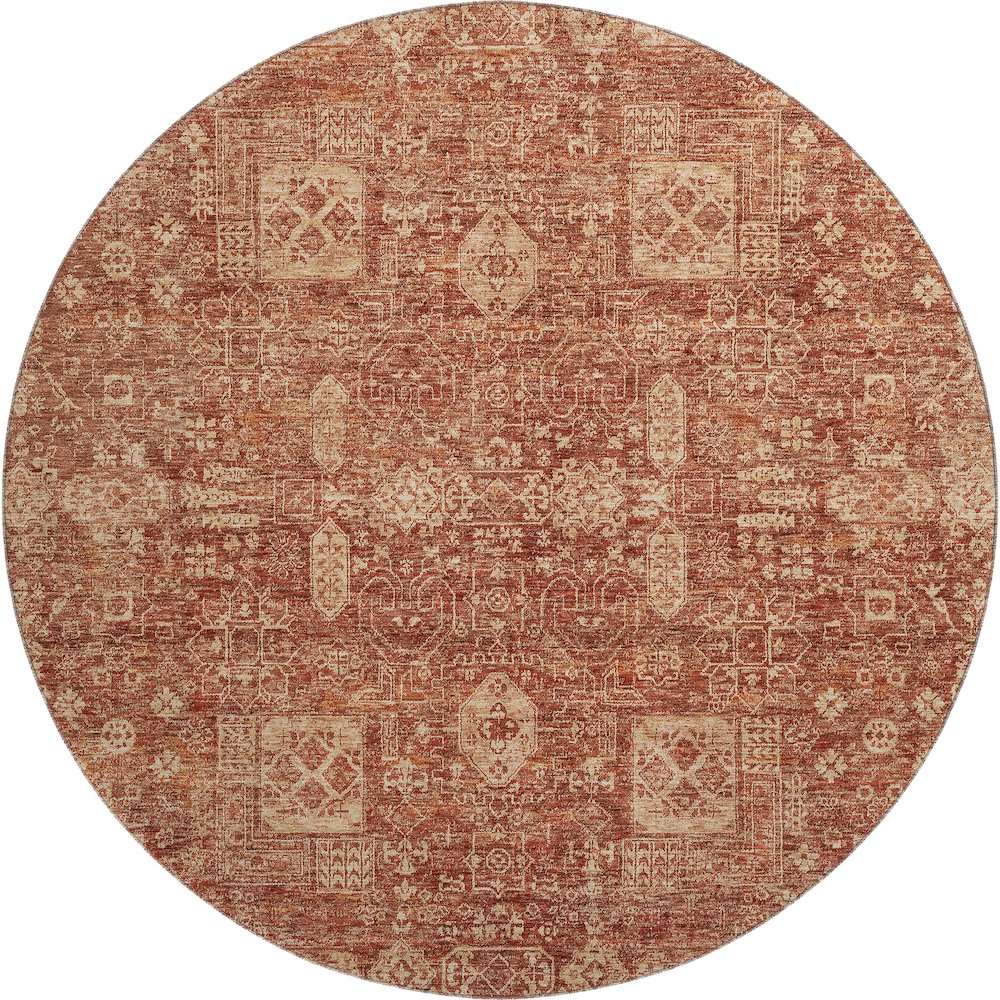 Premium Machine Washable Mayfield  Paprika 8' x 8' Round Rug. Picture 1