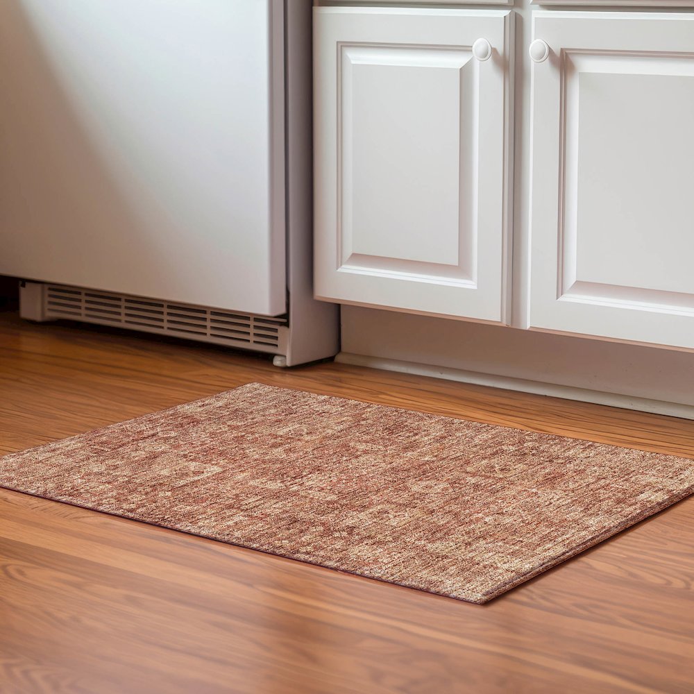 Premium Machine Washable Mayfield  Paprika 1'8" x 2'6" Rug. Picture 5