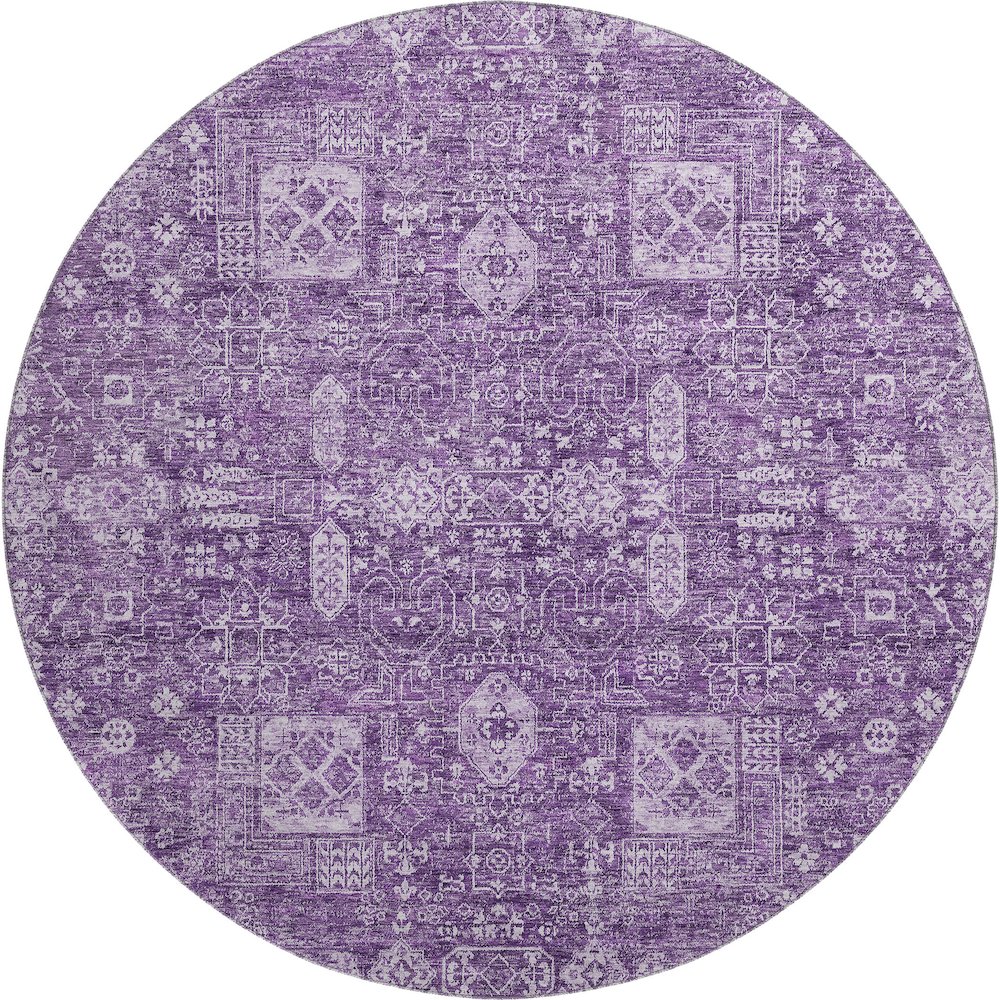 Premium Machine Washable Mayfield  Purple 8' x 8' Round Rug. Picture 1