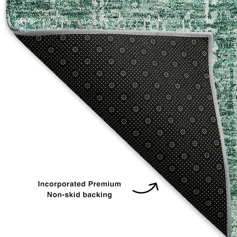 Premium Machine Washable Mayfield  Teal 1'8" x 2'6" Rug. Picture 2