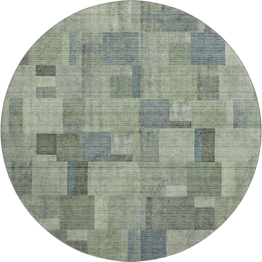 Premium Machine Washable Mayfield  Green 8' x 8' Round Rug. Picture 1