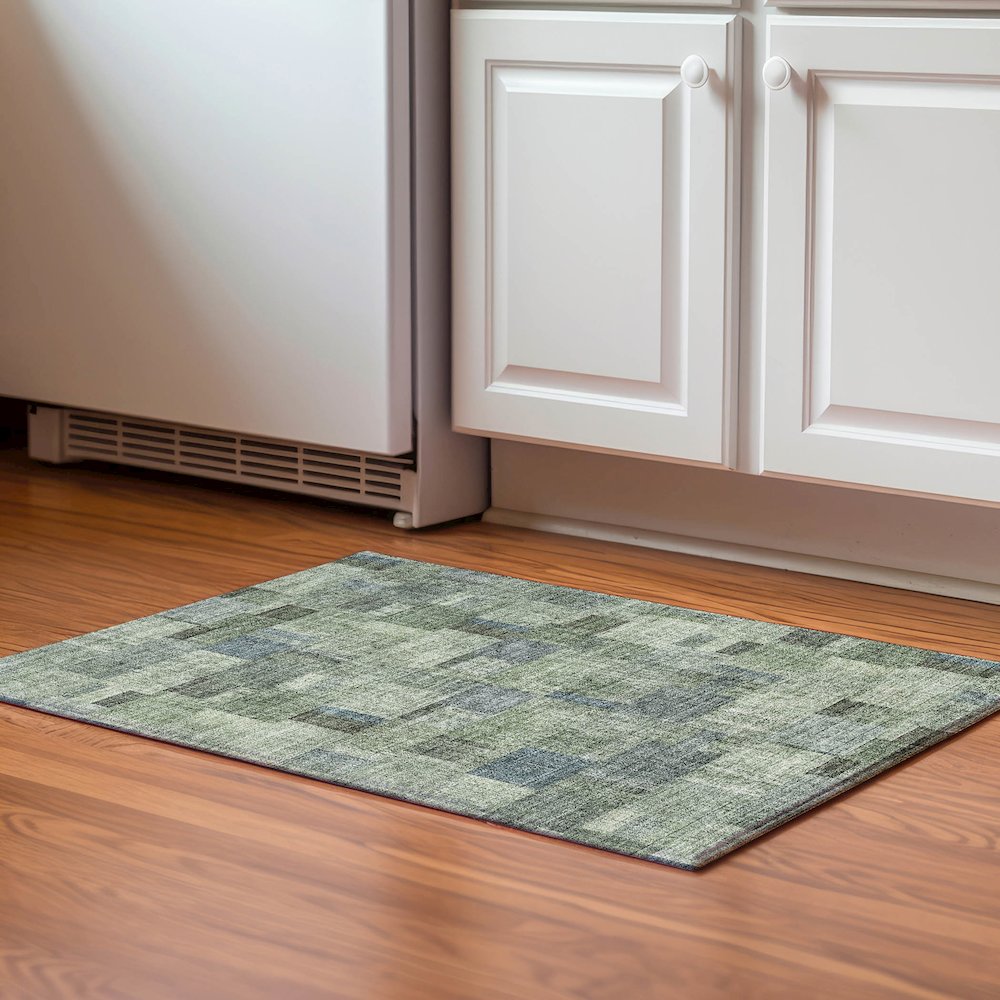 Premium Machine Washable Mayfield  Green 1'8" x 2'6" Rug. Picture 5